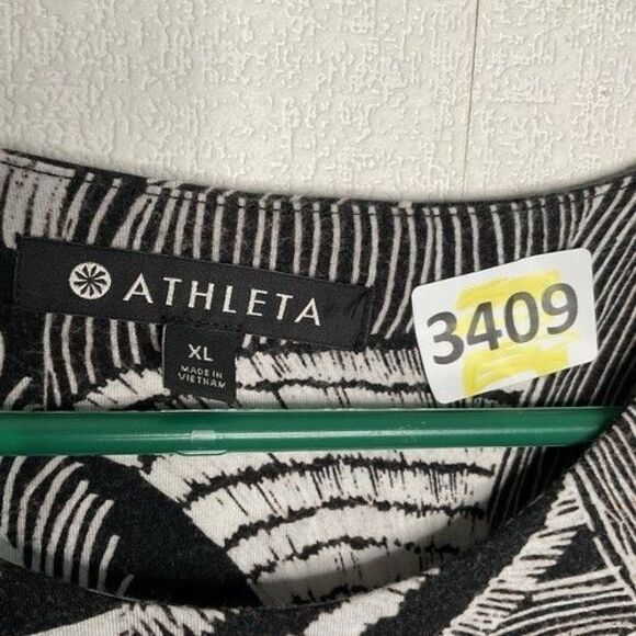 Athleta Black/White Zuma Print Santorini High Neck Sleeveless Mini Dress Size L - Picture 2 of 12